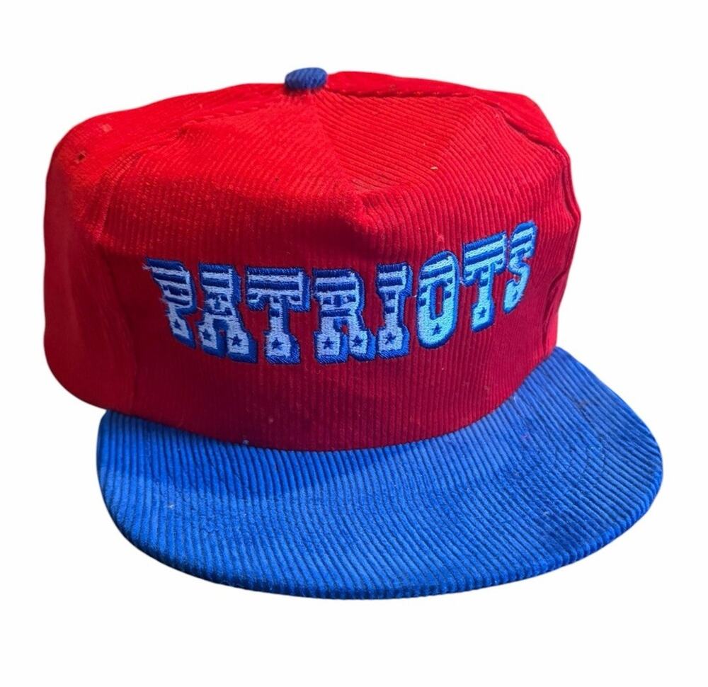 NEW Vintage New England PATRIOTS NFL Corduroy Snapback Hat Cap Red Blue 3815/15